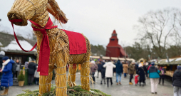 Tirgus laukuma vidū, saglabājot veco tradīciju, lepni izslējies stāv Ziemassvētku "āzis". Tirgus laukuma vidū, saglabājot veco tradīciju, lepni izslējies stāv Ziemassvētku "āzis".