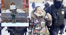 Marija Andrejeva, kuras vīrs jau vairāk nekā gadu karo Ukrainā, Maskavā īslaicīgi aizturēta.