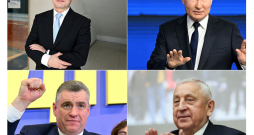 Krievijas diktators Vladimirs Putins (augšā pa labi) ir parūpējies, lai prezidenta vēlēšanās viņam nebūtu nopietnas konkurences. Vēlēšanām pielaisti trīs
kandidāti no Putinam lojālām partijām, kuri nekādā veidā neapdraud Kremļa saimnieka pozīcijas. Tie ir Vladislavs Davankovs no partijas “Jaunie ļaudis” (augšā pa kreisi), Žirinovska pēctecis Leonīds Sluckis (apakšā pa kreisi) un Krievijas komunistu pārstāvis Nikolajs Haritonovs (apakšā pa labi).