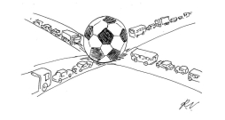 Zīmē Romans Vitkovskis. Uz futbolu caur sastrēgumu sastrēgumiem!