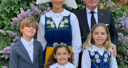 Zviedrijas princese Madlēna ar ģimeni.