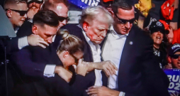 Donalds Tramps ievainots ausī. Donalds Tramps ievainots ausī.