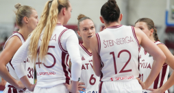 Eiropas čempionāta kvalifikācijas spēle basketbolā sievietēm starp Latviju un Īriju "Rimi" Olimpiskajā centrā.