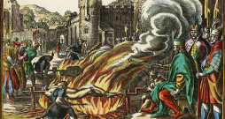 Cars Ivans Bargais liek uz sārta sadedzināt Livonijas gubernatoru un viņa pavadoņus. Mateusa Meriāna Vecākā vara gravīra (1630). Cars Ivans Bargais liek uz sārta sadedzināt Livonijas gubernatoru un viņa pavadoņus. Mateusa Meriāna Vecākā vara gravīra (1630).