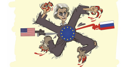 Krievijas Ārējās izlūkošanas dienesta interneta lapā publicētā karikatūra.