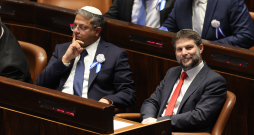 Izraēlas nacionālās drošības ministrs Itamars Ben-Gvirs un finanšu ministrs Becalels Smotričs.