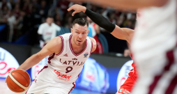 Eiropas čempionāta finālturnīra A apakšgrupas spēle basketbolā vīriešiem starp Latvijas un Turcijas valstsvienībām. Dairis Bertāns.