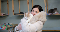 Dzīvnieku aizsardzības biedrības "Nika" vadītāja Inese Laukšteine: "Mums ir ļoti daudz adopciju, pēc dzīvniekiem brauc no visas Latvijas, arī no ārzemēm brauc. Domāju, ka no pašlaik patversmē esošajiem 70 kaķiem divu trīs mēnešu laikā visiem vai lielākajai daļai noteikti būsim sagādājuši jaunas mājas."