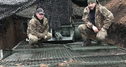 Ukrainas Nacionālās gvardes brigādes "Rubiž" bataljona "Svoboda" karavīri.