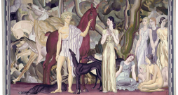 Luī Bilotē (1883–1940). "Jātnieku izbraukšana". Gobelēns. 1937. Zīds. "Mobilier national" kolekcija.