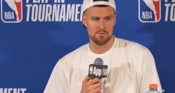 Kristaps Porziņģis pēcspēles intervijā.