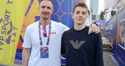 Mihals Hlebovickis ar dēlu Luku 3x3 Pasaules kausā Varšavā. Luka turpina ģimenes tradīcijas un arī trenējas basketbolā.