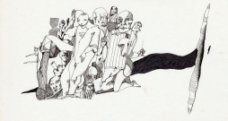 Vilnis Zābers. "Bez nosaukuma". Ap 1990. Papīrs, tušas pildspalva, flomāsters. LNMM kolekcija.
