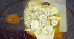 Māra Vaičunas. "Puķes". 2003. Finieris, eļļa. Privātkolekcija.
