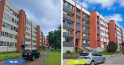 Atjaunotās daudzdzīvokļu mājas Gaismas ielas kvartālā Ķekavā.