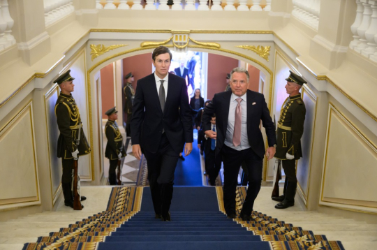 Stīvs Vitkofs un Džared Kušners Kijivā, Ukrainā, 2026. gada 6. septembrī.
