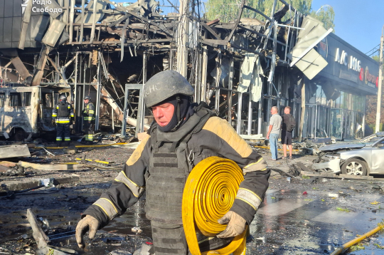 Krievijas triecienu sekas Ukrainā. 