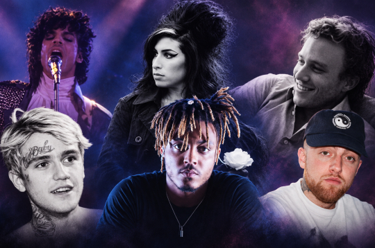 Prinss, Eimija Vainhausa, Hīts Ledžers, Lil Peep, Juice WRLD, Mac Miller. Prinss, Eimija Vainhausa, Hīts Ledžers, Lil Peep, Juice WRLD, Mac Miller.