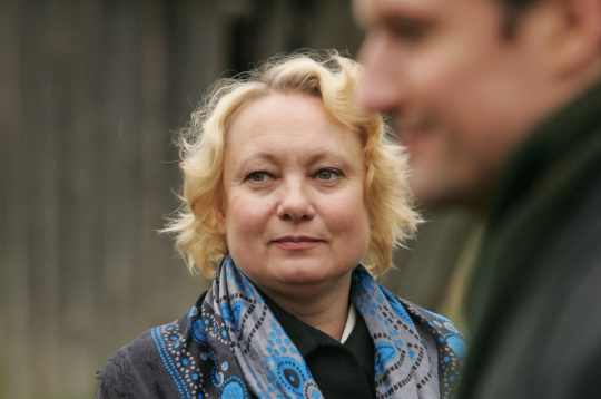 LTV seriāla "Likteņa līdumnieki" filmēšanas epizode, Indra Briķe.