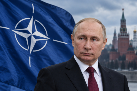Vladimirs Putins un NATO. Ilustratīvs attēls. Vladimirs Putins un NATO. Ilustratīvs attēls.