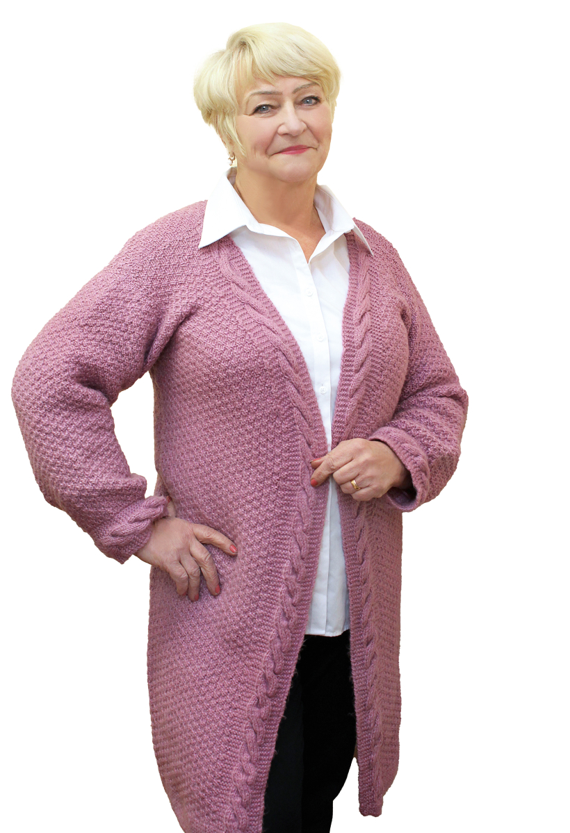 Kardiganjaka ar pīnēm.