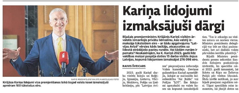 "Latvijas Avīze" 27. oktobra publikācijā vēstīja par Krišjāņa Kariņa lidojumiem ar speciālajiem reisiem. Drīz pēc publikācijas "Apvienotā saraksta" frakcija Saeimā iesniedza pieprasījumu, un šim tematam pievērsās daudzi mediji. "Latvijas Avīze" 27. oktobra publikācijā vēstīja par Krišjāņa Kariņa lidojumiem ar speciālajiem reisiem. Drīz pēc publikācijas "Apvienotā saraksta" frakcija Saeimā iesniedza pieprasījumu, un šim tematam pievērsās daudzi mediji.