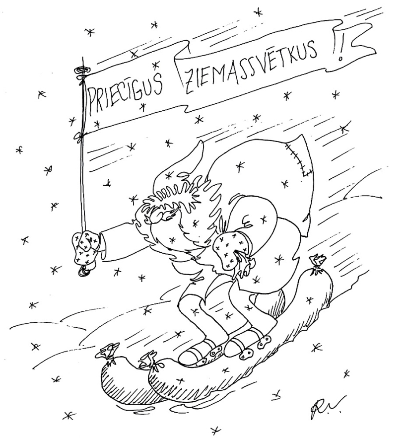 Zīmē Romans Vitkovskis. Priecīgus Ziemassvētkus!