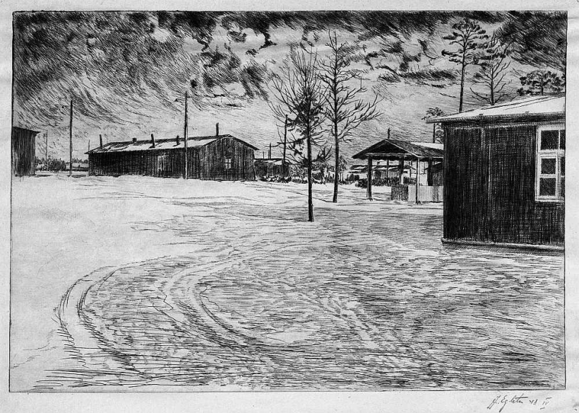 Jānis Egliitis. Fišbahas nometnes grafikas darbnīca. 1948.