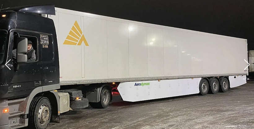 Kravas automašīna, kas aprīkota ar "Aerodymax" aerodinamiskajiem spārniem. Iespējams, ka nākotnē šādas automašīnas būs tipiska parādība uz Eiropas ceļiem. Kravas automašīna, kas aprīkota ar "Aerodymax" aerodinamiskajiem spārniem. Iespējams, ka nākotnē šādas automašīnas būs tipiska parādība uz Eiropas ceļiem.