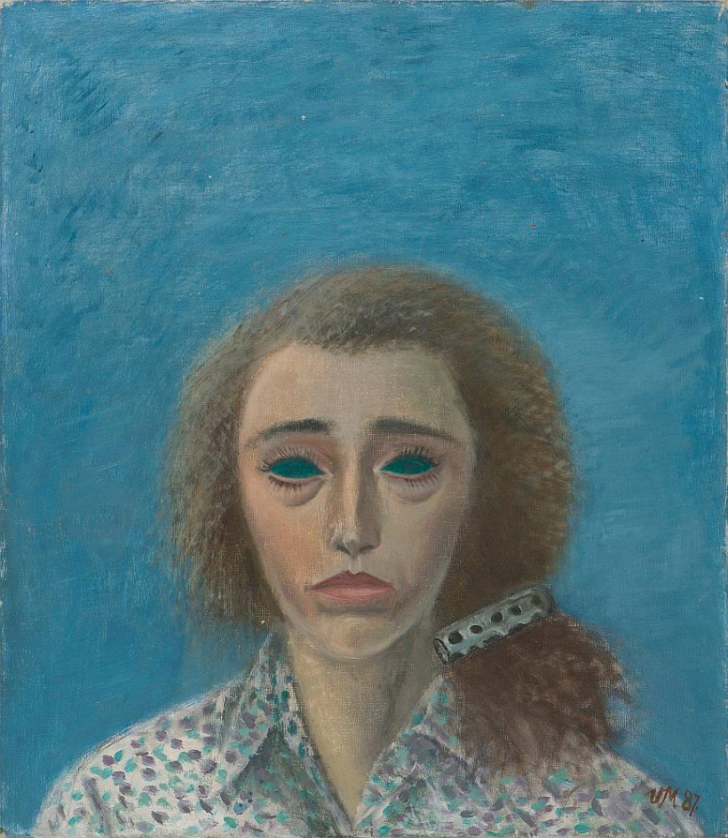 Vija Maldupe. Pašportrets ar zaļajām acīm. Audekls, eļļa, 52 x 46 cm, 1987. Vija Maldupe. Pašportrets ar zaļajām acīm. Audekls, eļļa, 52 x 46 cm, 1987.