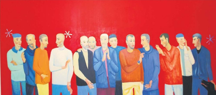 Kaspars Zariņš. "Sapulce. Kas nu?" (bez datējuma, a/e, 150 x 280 cm). 