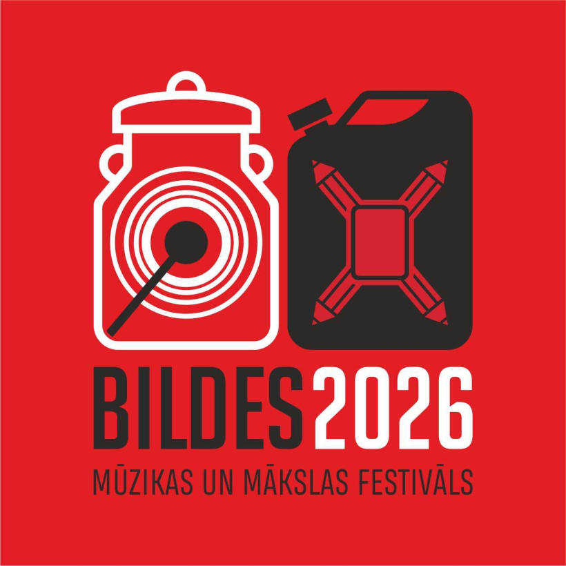 Festivāla "BILDES 2026" logo, ko veidojis mākslinieks Uldis Baltutis, kas ir festivāla "BILDES" visu logotipu autors.
