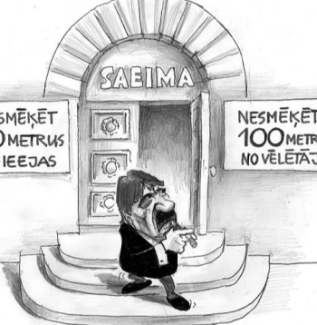 Zīmē Ēriks Ošs. Nesmēķēt 100 metrus no vēlētāja