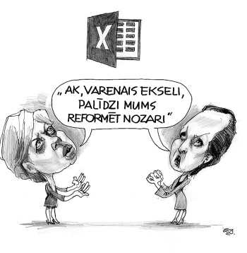 Zīmē Ēriks Ošs. Ak, varenais ekseli!