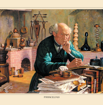 Paracelzs savā laboratorijā.