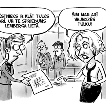 Zīmē Gatis Šļūka. Šim man arī vajadzēs tulku!