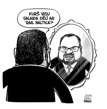 Zīmē Gatis Šļūka. Kurš visu salaida dēlī ar "Rail Baltica"?