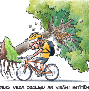Zīmē Gatis Šļūka. Kurjers veda ozoliņu..