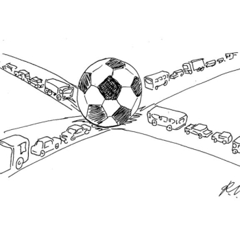 Zīmē Romans Vitkovskis. Uz futbolu caur sastrēgumu sastrēgumiem!