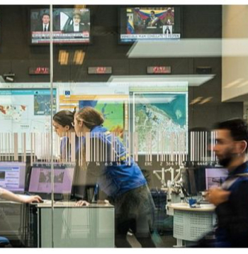 Ārkārtas reaģēšanas koordinēšanas centra (ERCC) kontroles telpa Briselē.