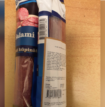 "Biovela" salami desa, kur konstatētas E.coli baktērijas.