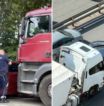 Kravas automašīnas taranējušas vieglos spēkratus.