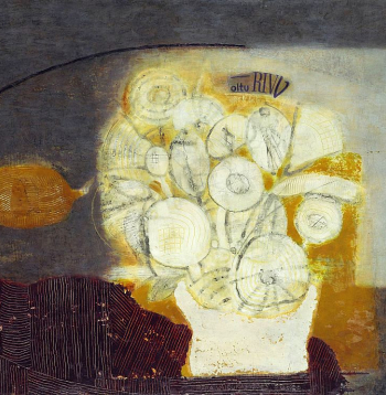 Māra Vaičunas. "Puķes". 2003. Finieris, eļļa. Privātkolekcija. Māra Vaičunas. "Puķes". 2003. Finieris, eļļa. Privātkolekcija.