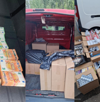 Policijas atrastās un atsavinātās cigaretes un skaidrā nauda.