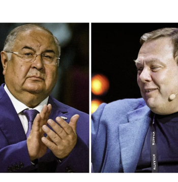 Ališera Usmanova (no kreisās) bagātību žurnāls "Forbes" šogad lēsa 14,5 miljardu ASV dolāru apmērā, bet Mihailam Fridmanam tā esot pat lielāka – 16,5 miljardi dolāru.