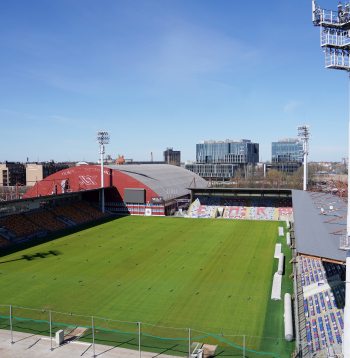 Skats uz Skonto stadionu. Skats uz Skonto stadionu.