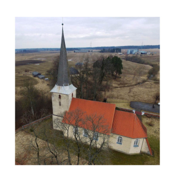 Apriķu luterāņu baznīca, kur darbojies K. G. Elferfelds.