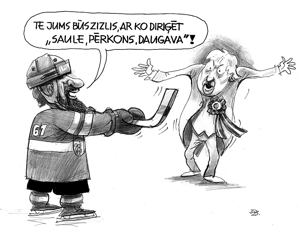 Zīmē Ēriks Ošs. Īpašai dziesmai īpašs zizlis!