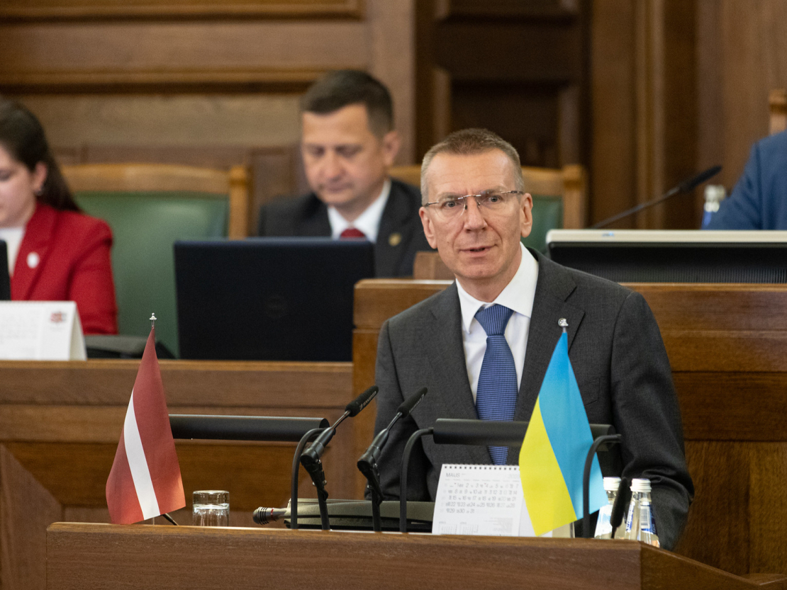 Edgars Rinkēvičs saka prezidenta runu.
