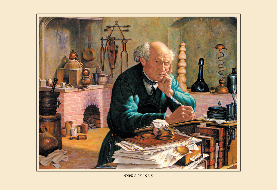 Paracelzs savā laboratorijā.